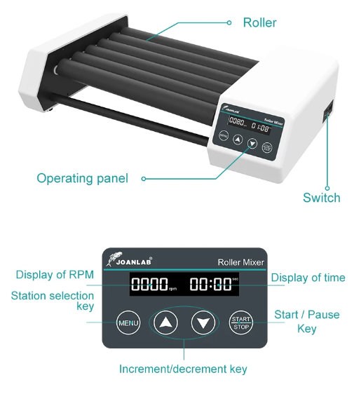 JOANLAB Tube Roller Machine Mesin Pemutar Tabung RM6PRO