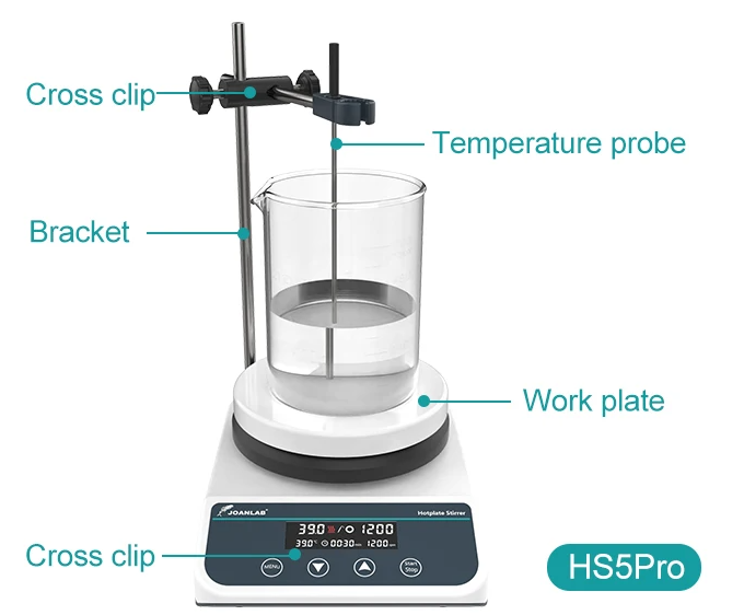 JOANLAB Heating Magnetic Stirrer Digital Display Thermostatic 2L 310C Plate Pemanas HS5PRO