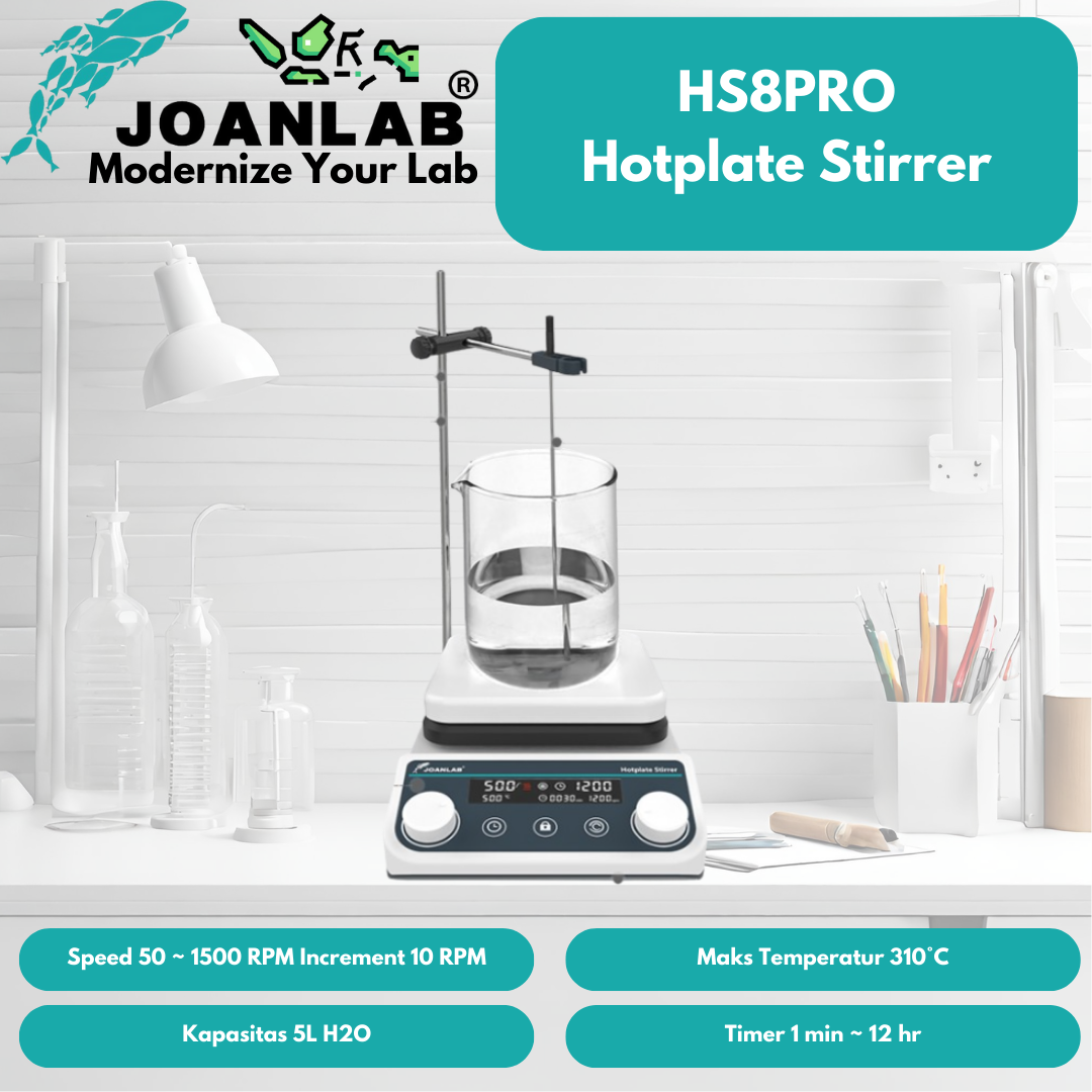 JOANLAB Heating Magnetic Stirrer Digital Display Thermostatic 5L 310C Plate Pemanas HS8PRO