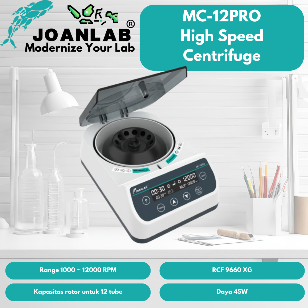 JOANLAB High Speed Centrifuge Mesin Sentrifugal Kecepatan Tinggi 12000 RPM MC12PRO