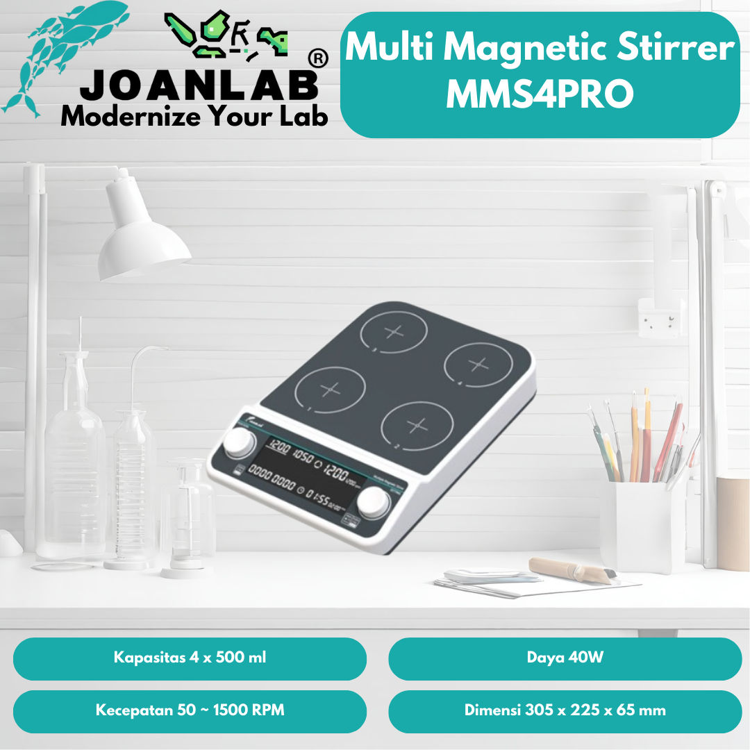 JOANLAB Multi Magnetic Stirrer 4 Wadah Asynchronous Speed 1500 RPM MMS4PRO