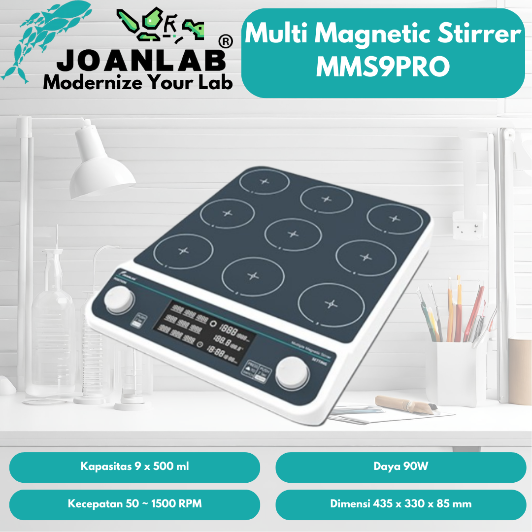 JOANLAB Multi Magnetic Stirrer 9 Wadah Asynchronous Speed 1500 RPM MMS9PRO