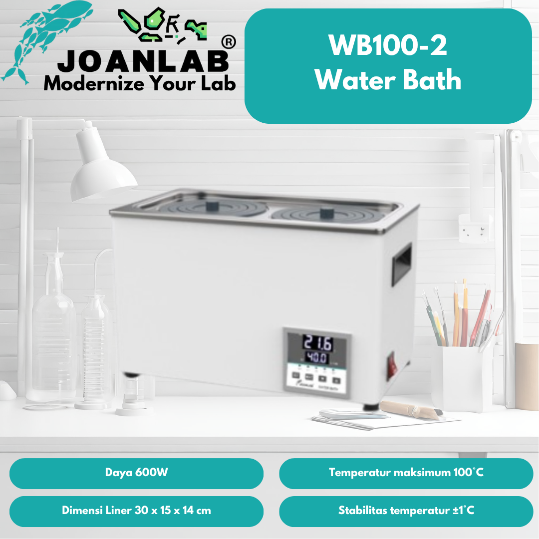 JOANLAB Water Bath Digital 2 Hole Lubang Timer WB100-2