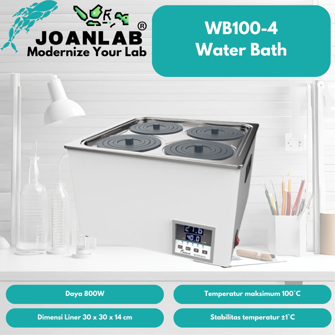JOANLAB Water Bath Digital 4 Hole Lubang Timer WB100-4