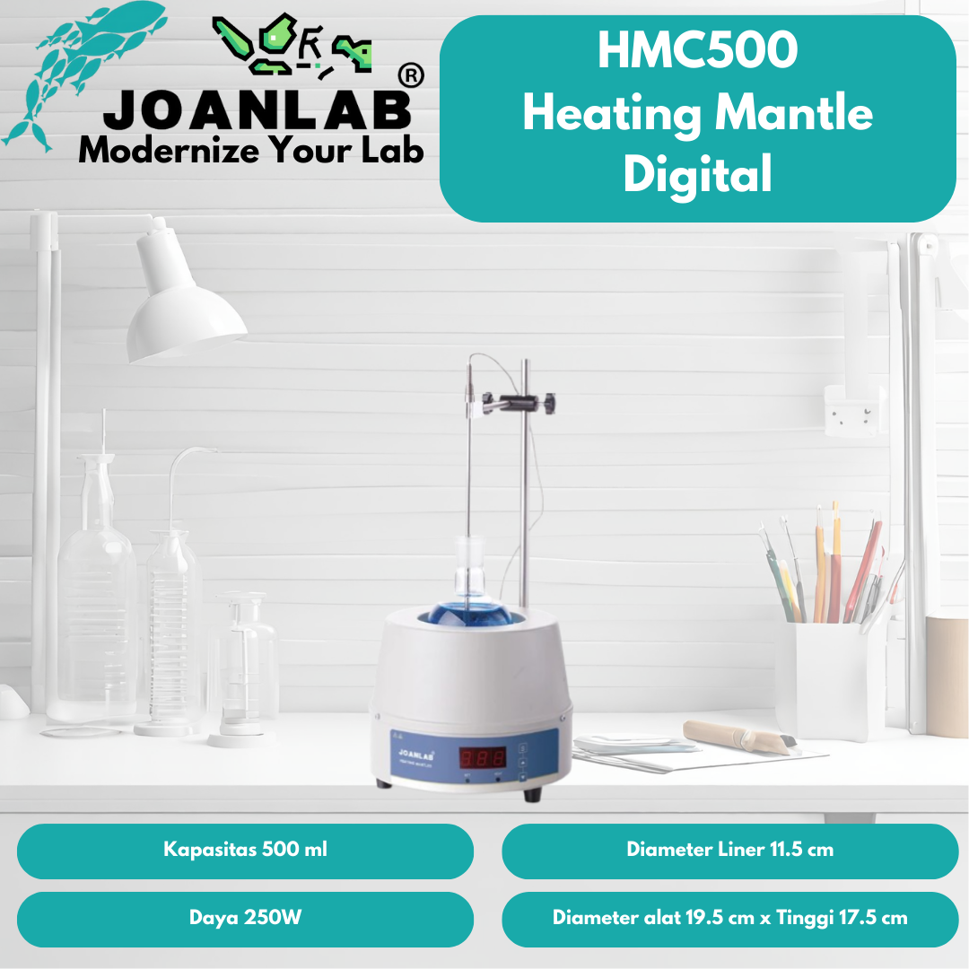 JOANLAB Heating Mantle + Magnetic Stirrer 500 ml Mantel Pemanas Distilasi Pengaduk HMSC500