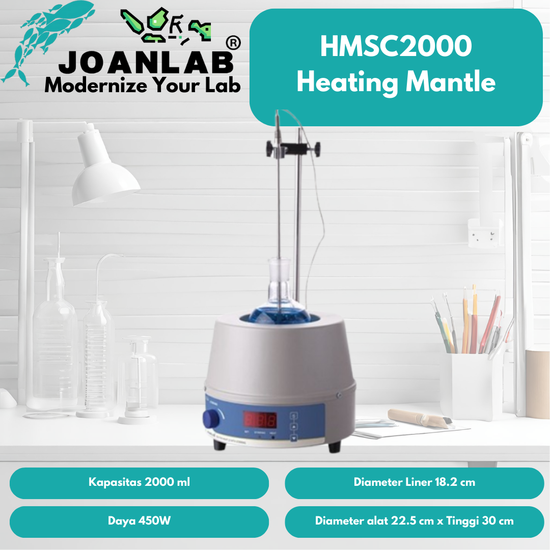 JOANLAB Heating Mantle + Magnetic Stirrer 2000ml Mantel Pemanas Distilasi Pengaduk HMSC2000