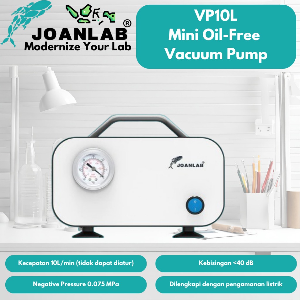 JOANLAB Mini Vacuum Pump Oil Free Pompa Vakum Tanpa Minyak Oli Negative Pressure VP10L