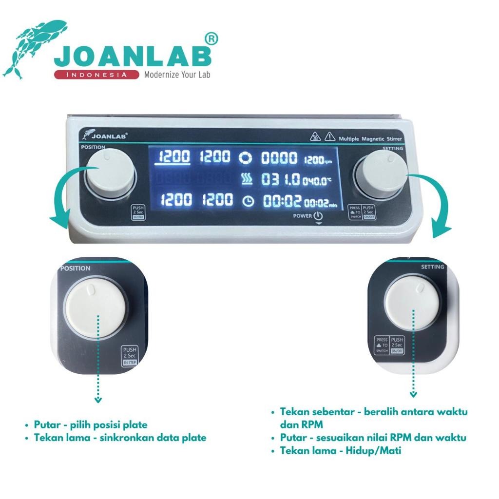 JOANLAB Multi Magnetic Stirrer with Heating 4 Wadah Pemanas Pengaduk MHS-4PRO