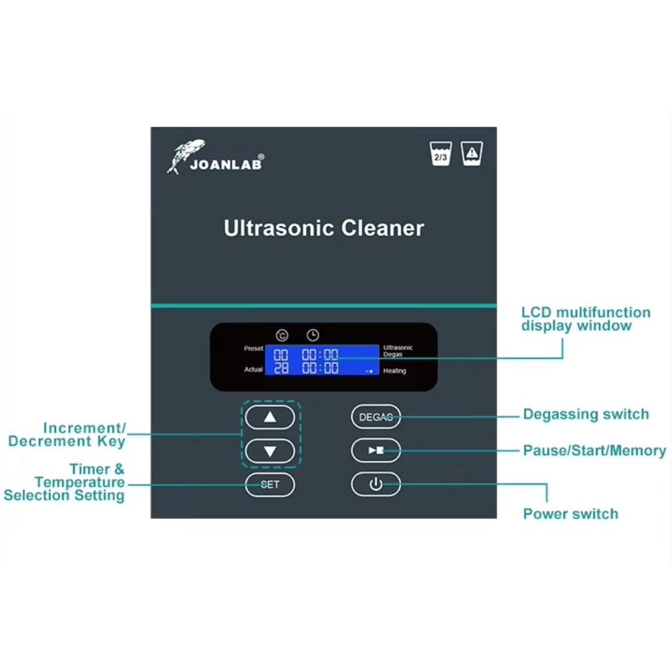 JOANLAB Ultrasonic Cleaning Machine Pembersih Kacamata Perhiasan Emas 2 Liter UC20D