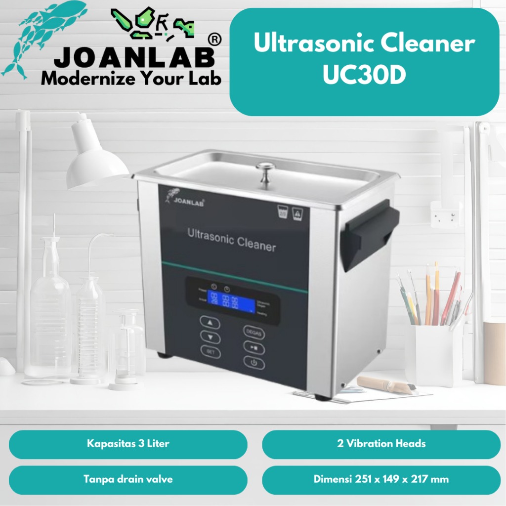 JOANLAB Ultrasonic Cleaning Machine Pembersih Kacamata Perhiasan Emas 3 Liter UC30D