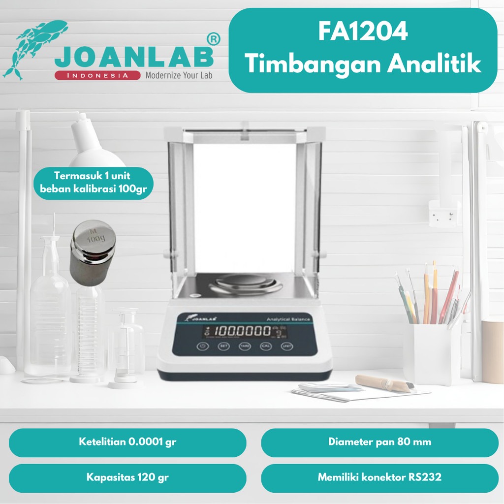 JOANLAB Timbangan Analitik Analytic Balance Ketelitian 0.0001 gram Kapasitas 120 gr FA1204