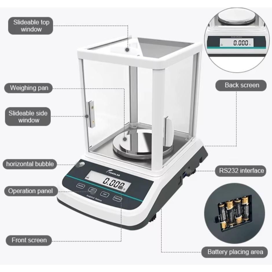 JOANLAB Digital Analytical Balance Dual Display Timbangan Dua Layar 0.001 gram 500 gr FA5003S
