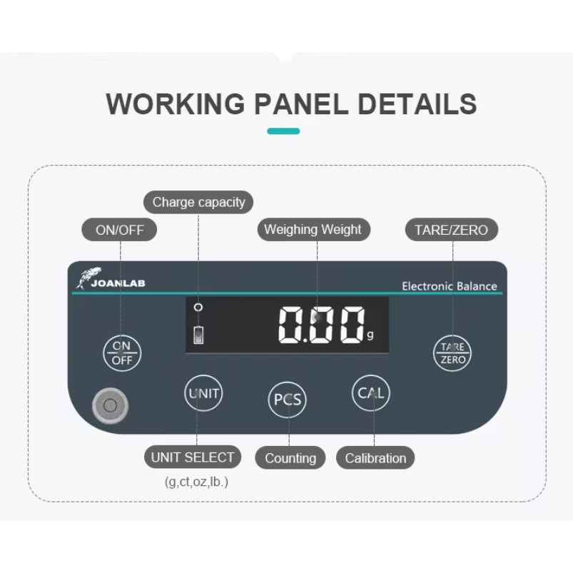JOANLAB Precision Balance Timbangan Digital Electronic Resolusi 0.01 gram 2 kg JNB20002