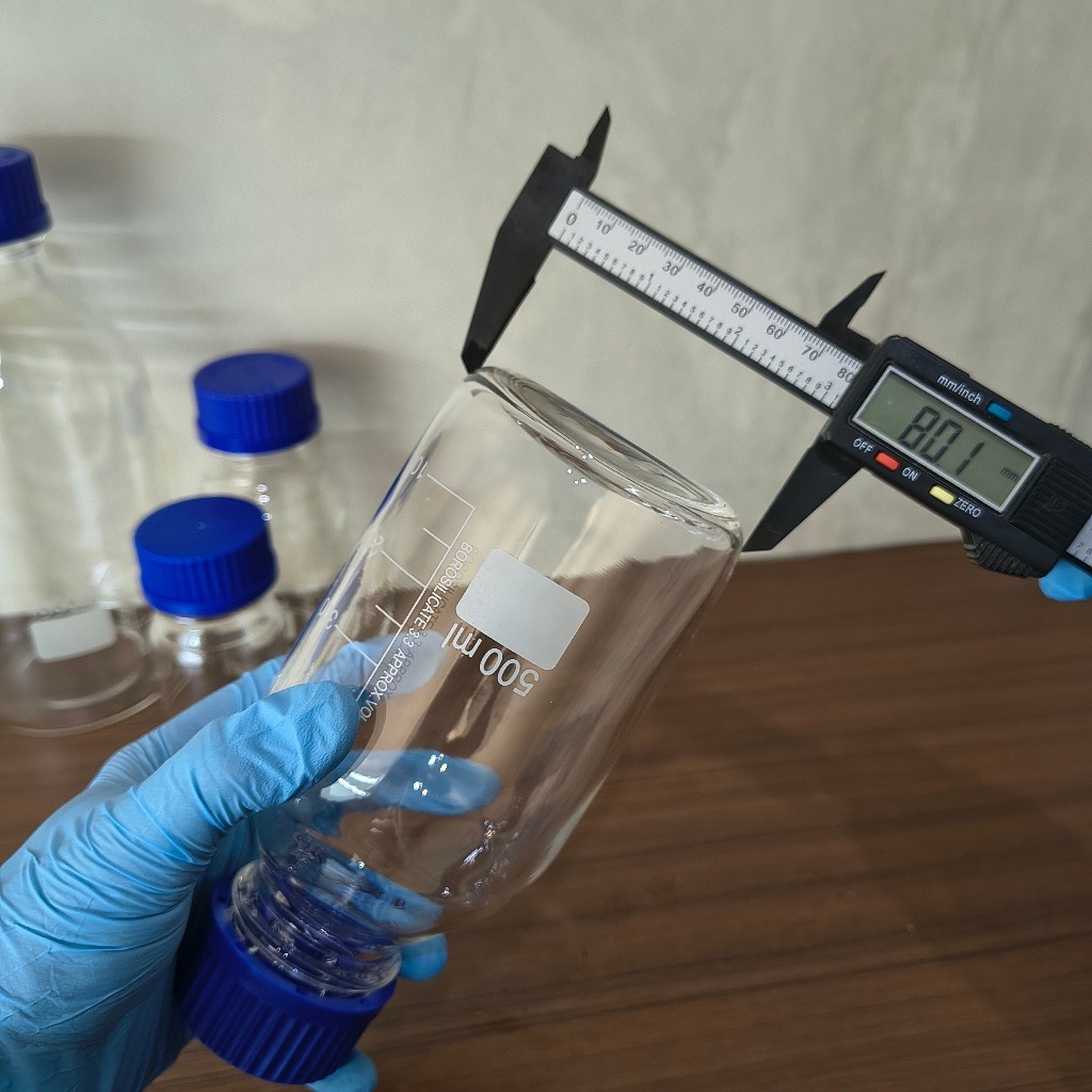 JOANLAB Botol Reagen Kaca GL45 100 ml Bening Tutup Biru
