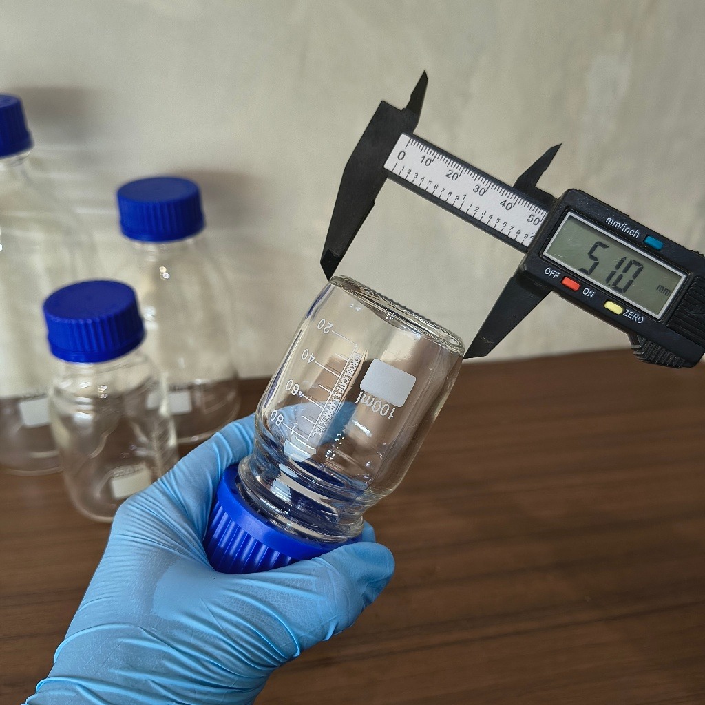 JOANLAB Botol Reagen Kaca GL45 500 ml Bening Tutup Biru