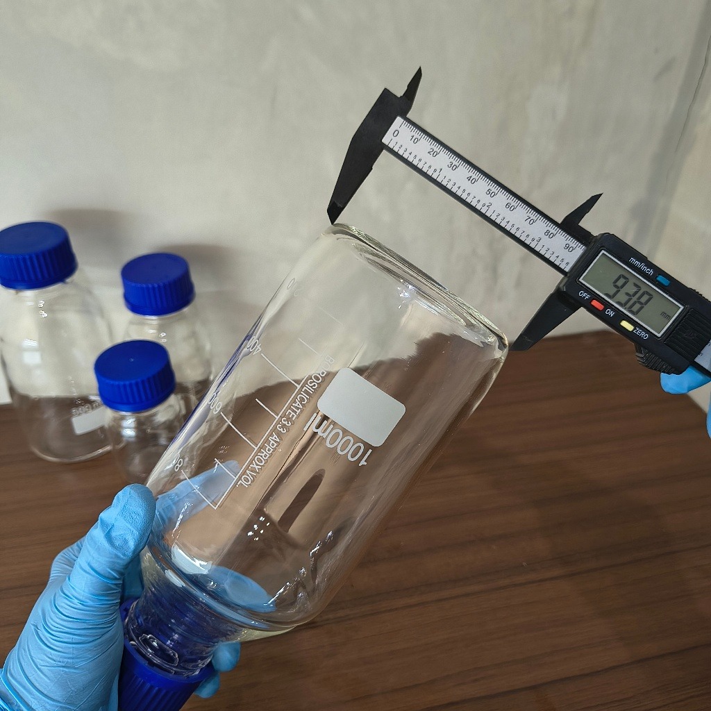 JOANLAB Botol Reagen Kaca GL45 500 ml Bening Tutup Biru