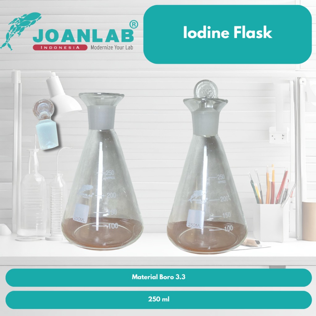 JOANLAB Iodine Flask Labu Iodium dengan Glass Stopper 500 ml
