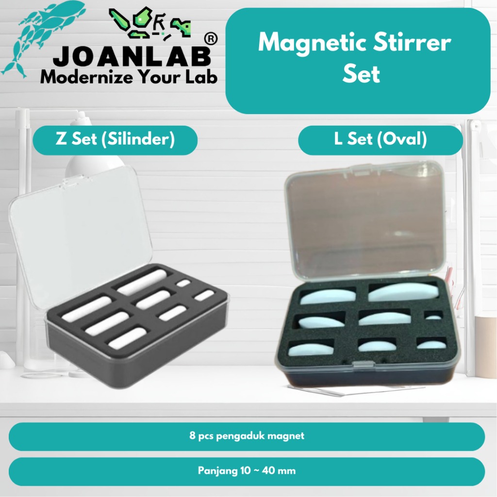 JOANLAB Magnetic Stirrer Bar Z Set Silinder / L Set Oval Batang Magnet Pengaduk isi 8 Pcs