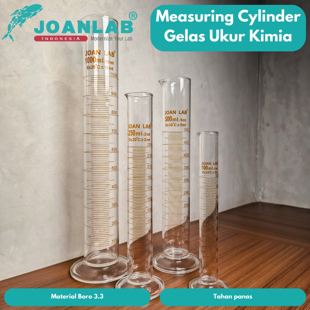 JOANLAB Measuring Cylinder Gelas Ukur Kimia Silinder Boro 3.3 500 ml