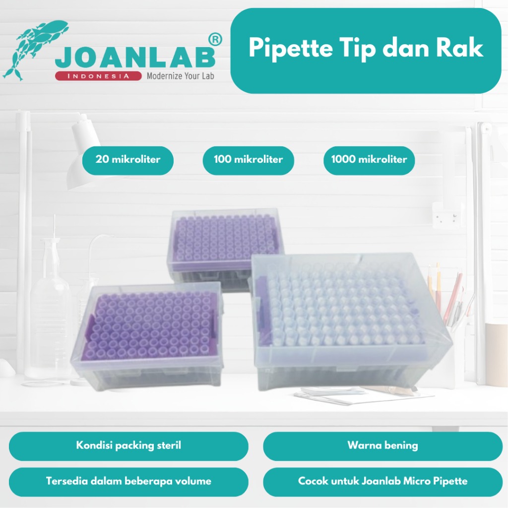 JOANLAB Rak Pipet Tip Micropipette 20 mikroliter isi 96 Pcs