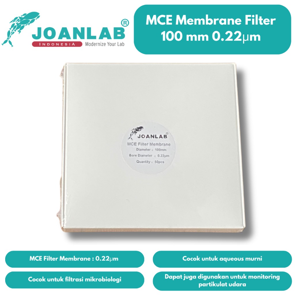 JOANLAB Filter Membrane MCE Diameter 100 mm Pore 0.22 mikrometer isi 50 Lembar