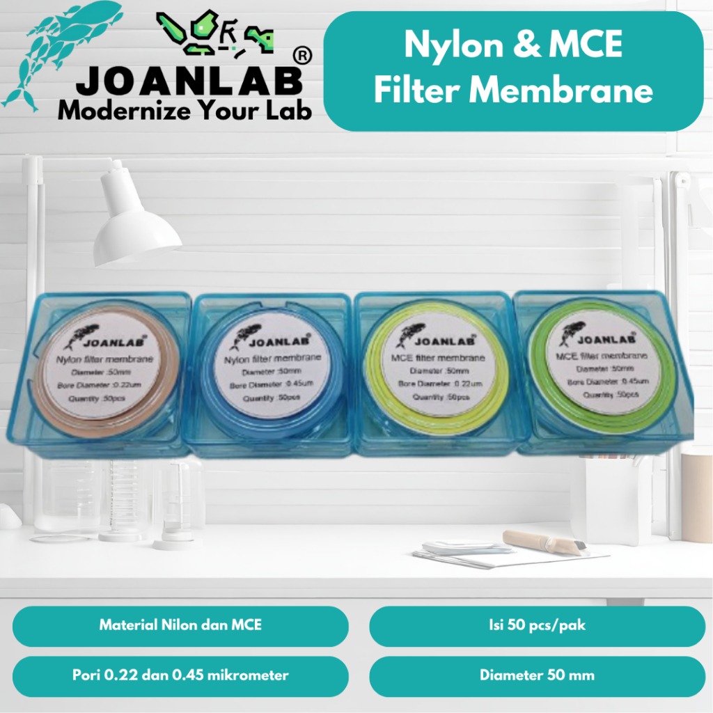 JOANLAB Filter Membrane Nylon Diameter 50 mm Pore 0.45 mikrometer isi 50 Lembar