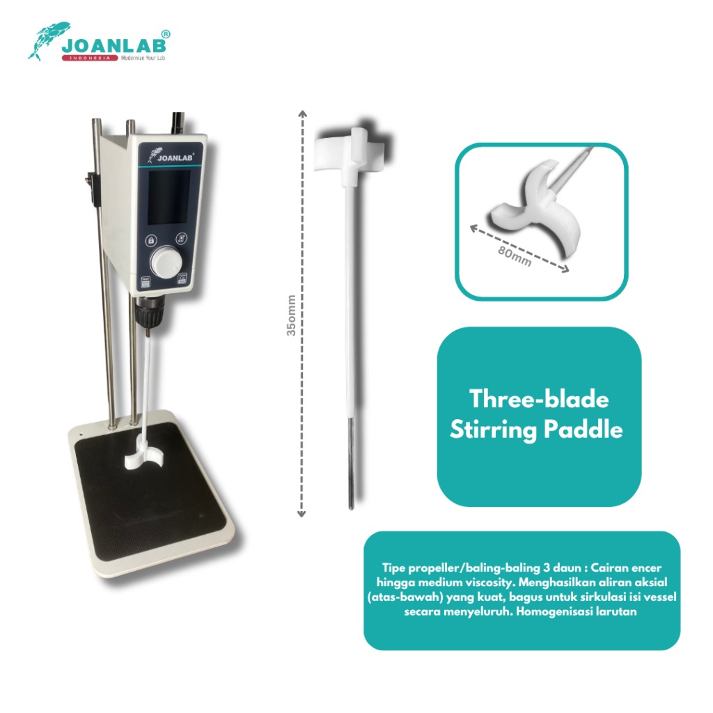 JOANLAB PTFE Paddle Batang Pengaduk Overhead Stirrer Three Blades
