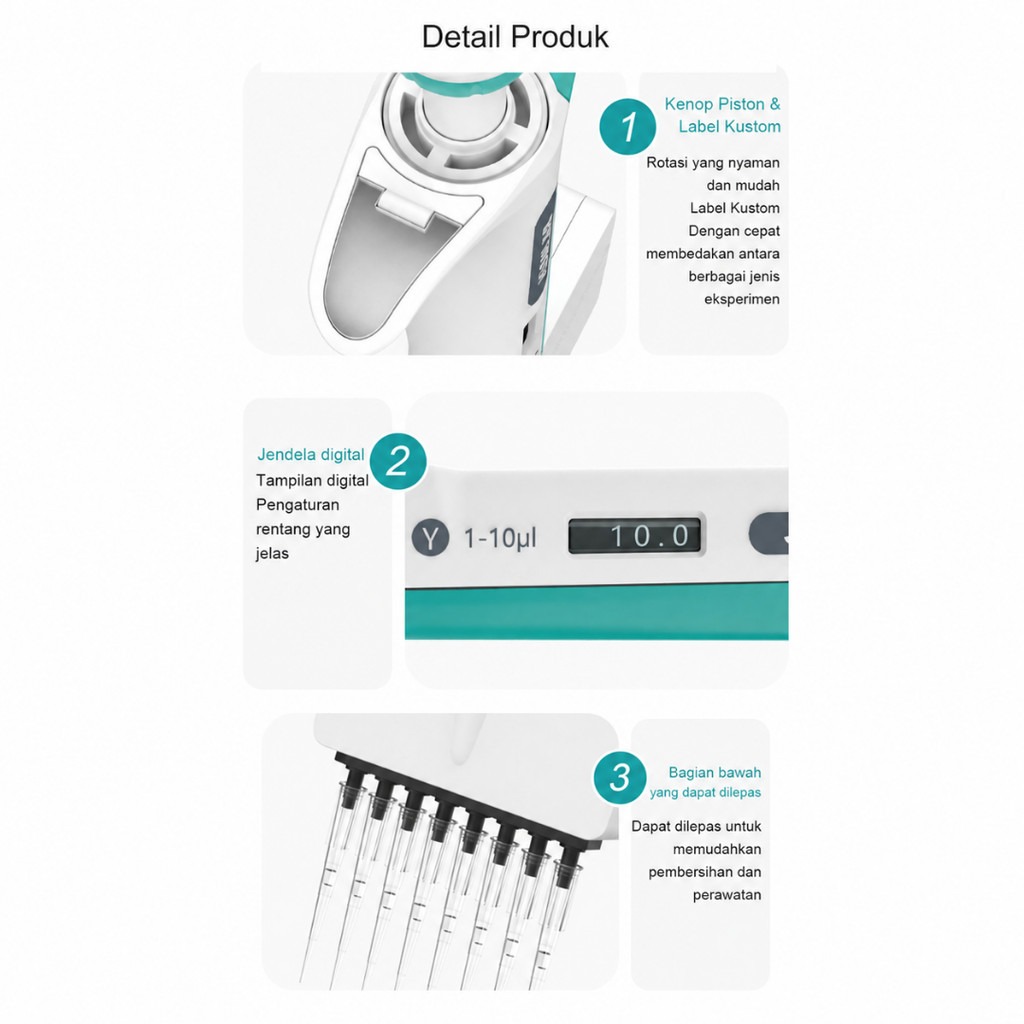JOANLAB Multichannel Pipette Pipet Cabang 12 Akurat Presisi Y12-10/Y12-50/Y12-100/Y12-300