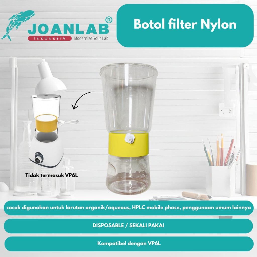 JOANLAB Disposable Filter Bottle Botol Filter Sekali Pakai untuk VP6L (PES/Nylon/PVDF/MCE)