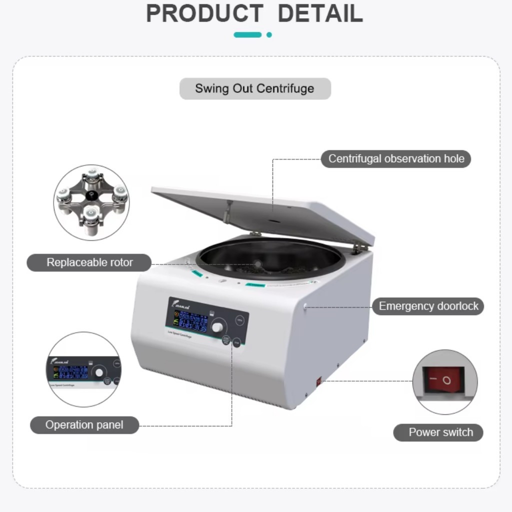 JOANLAB Low Speed Table Top Centrifuge Swing Rotor 5000 RPM LC500-H Rotor 4-A