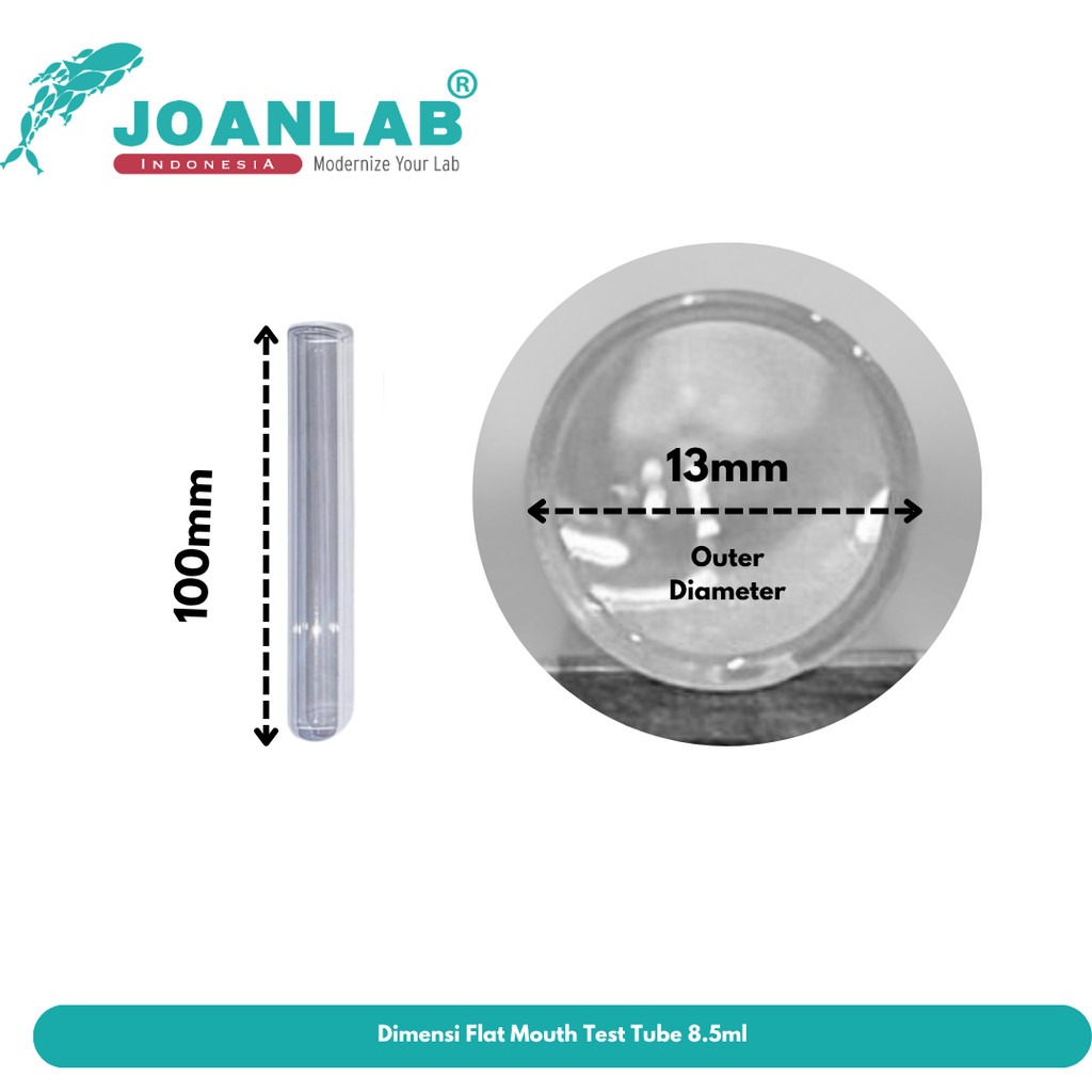 JOANLAB Flat Mouth Test Tube Tabung Reaksi Tanpa Rim 12x75mm Borosilicate 3.3