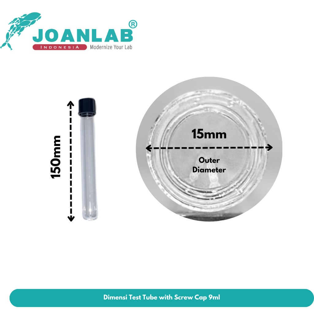 JOANLAB Flat Mouth Test Tube Tabung Reaksi Tanpa Rim 13x100mm Borosilicate 3.3