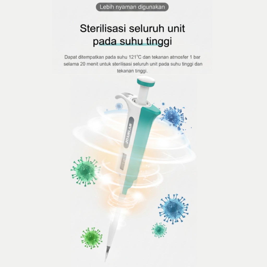 JOANLAB Micropipette Autoclaveable Pipet Mikro Autoklaf Kuat Asam Basa Y2.5/Y10/Y20/Y50/Y100/Y200/Y1000/Y5000/Y10000